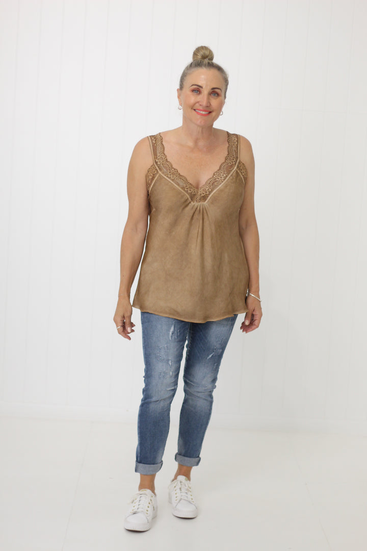 Noemi Lace Cami Tabacco