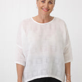 Hinley Top Sleeved White Weave