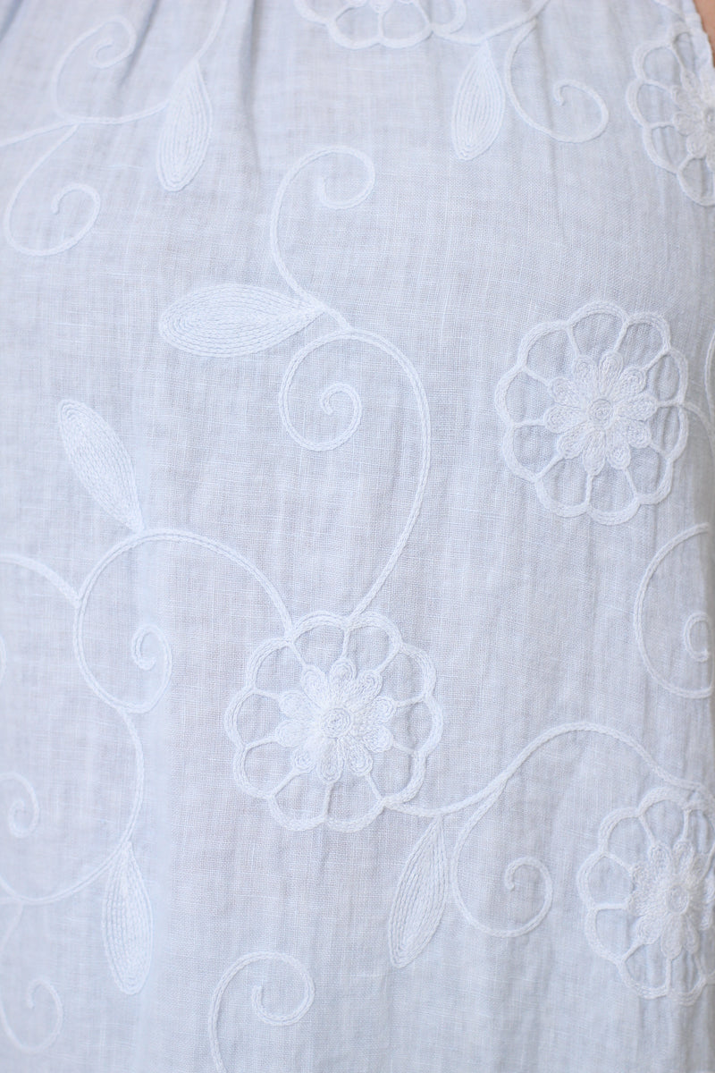 Embroided Linen Top