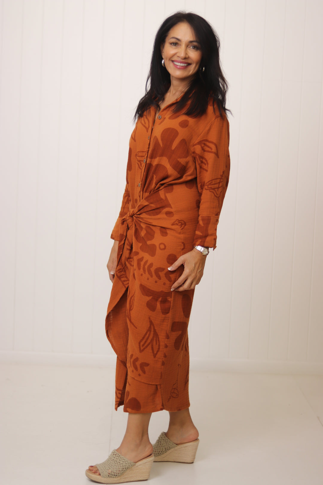 Monnie Midi Dress Rust