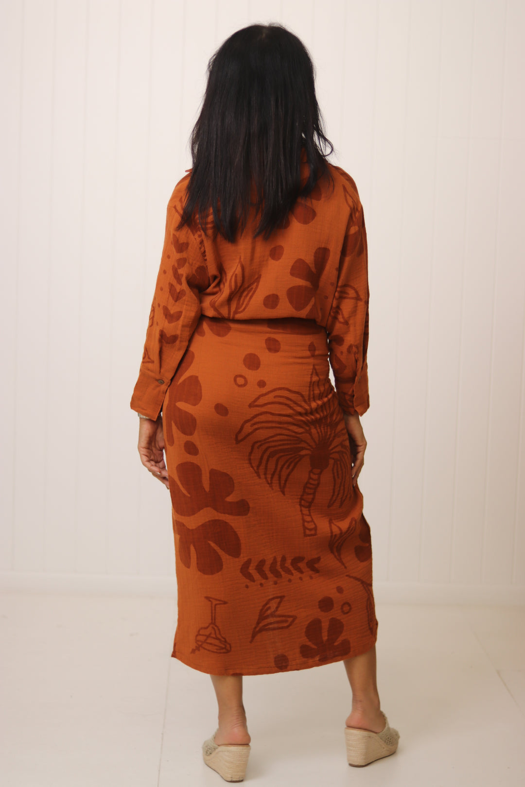 Monnie Midi Dress Rust