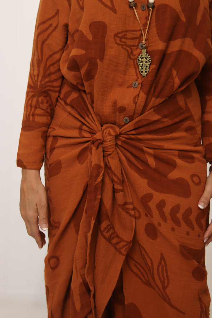 Monnie Midi Dress Rust