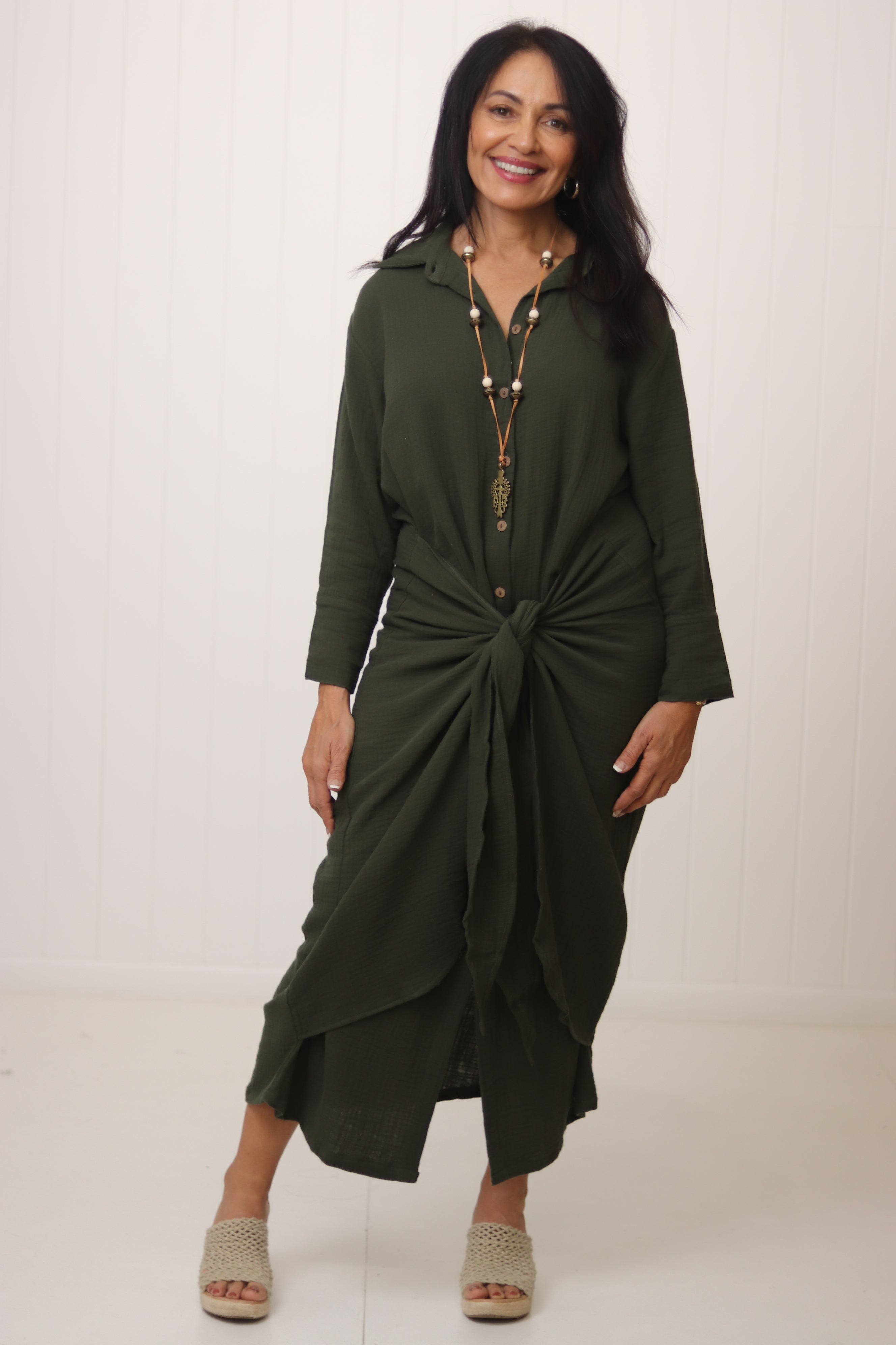 Monnie Midi Dress Khaki