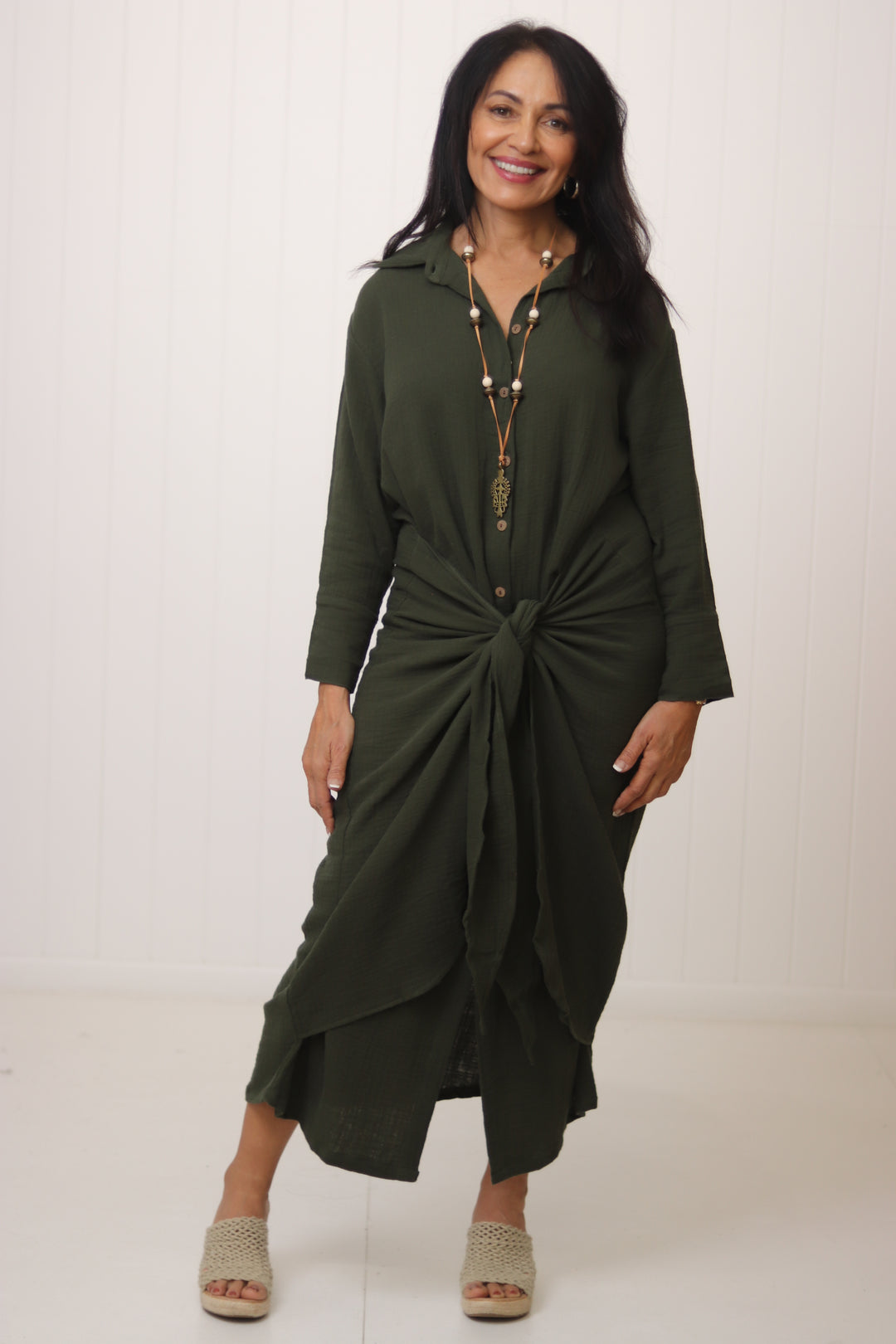 Monnie Midi Dress Khaki