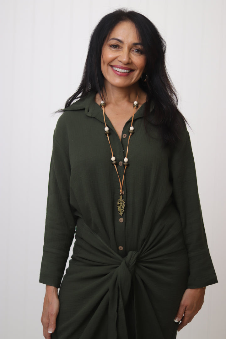 Monnie Midi Dress Khaki