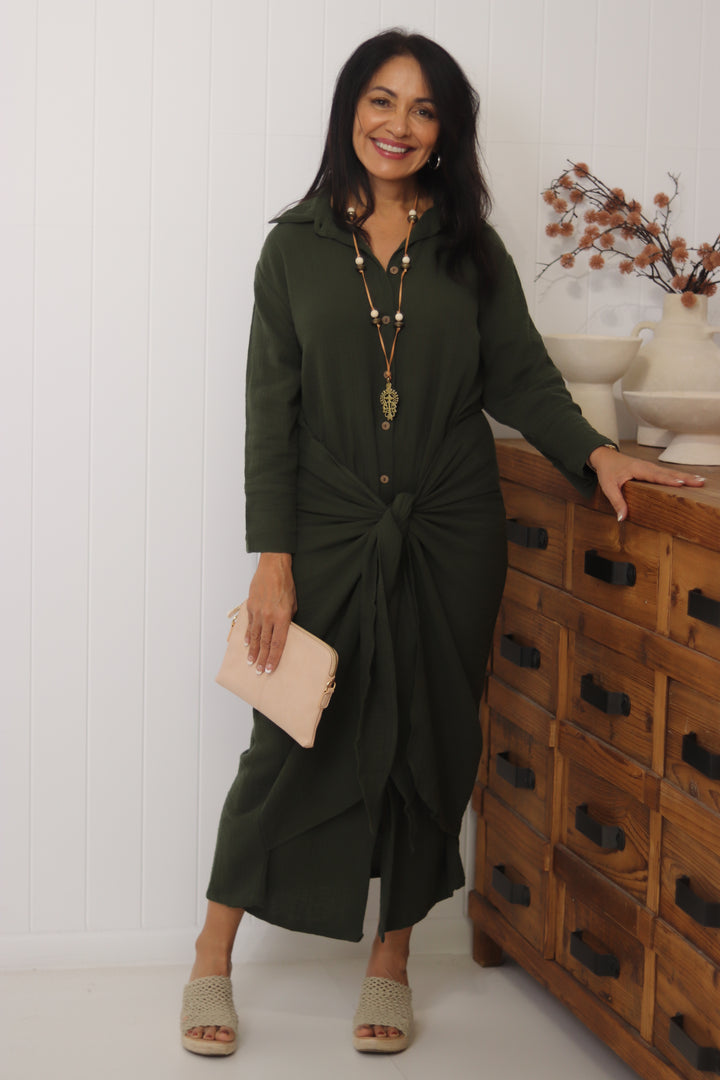 Monnie Midi Dress Khaki