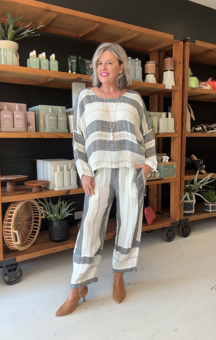 Valentina Top Black Stripey