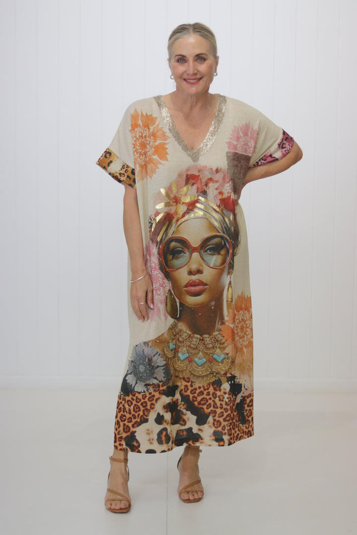 Shimmer Dress Leopard Lady