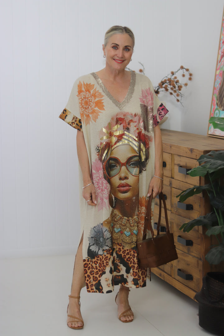 Shimmer Dress Leopard Lady