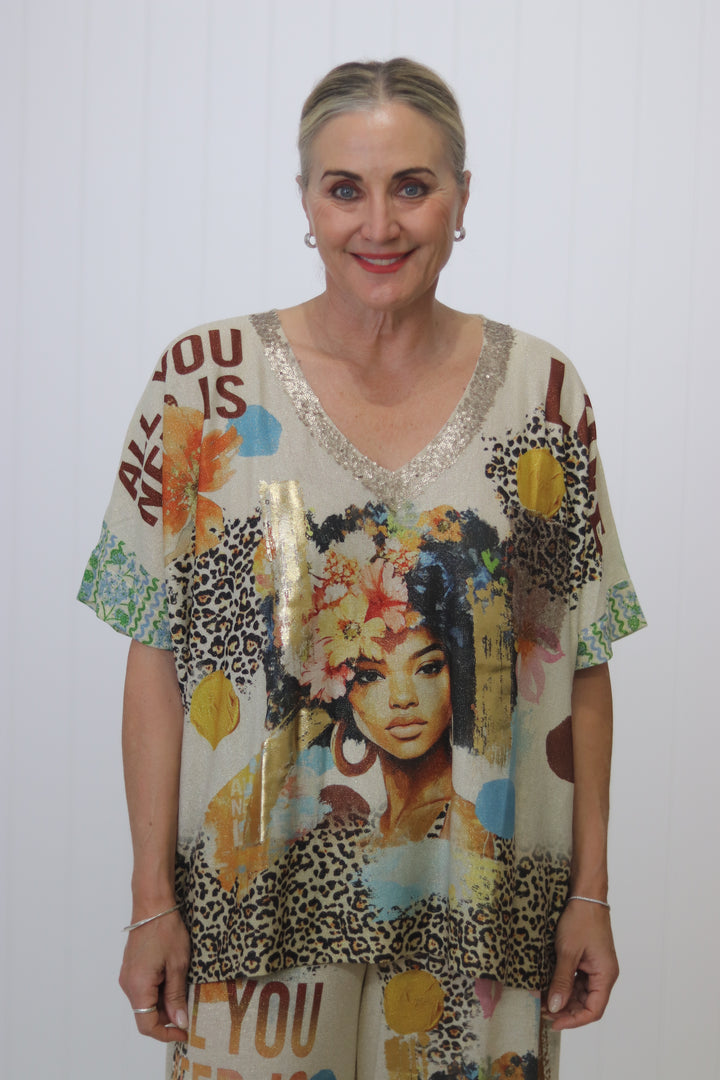 Shimmer Top Leopard Muse