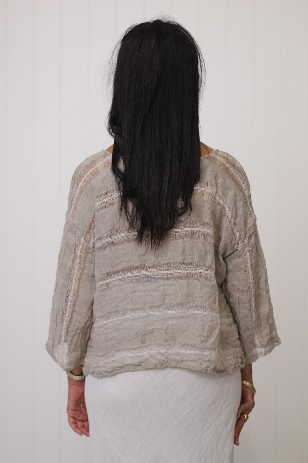 Box Top Sleeved Raw Stripe