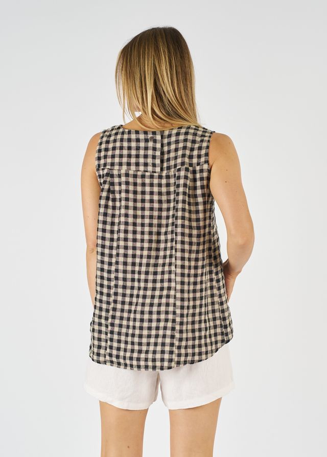 Elly Linen Top Check