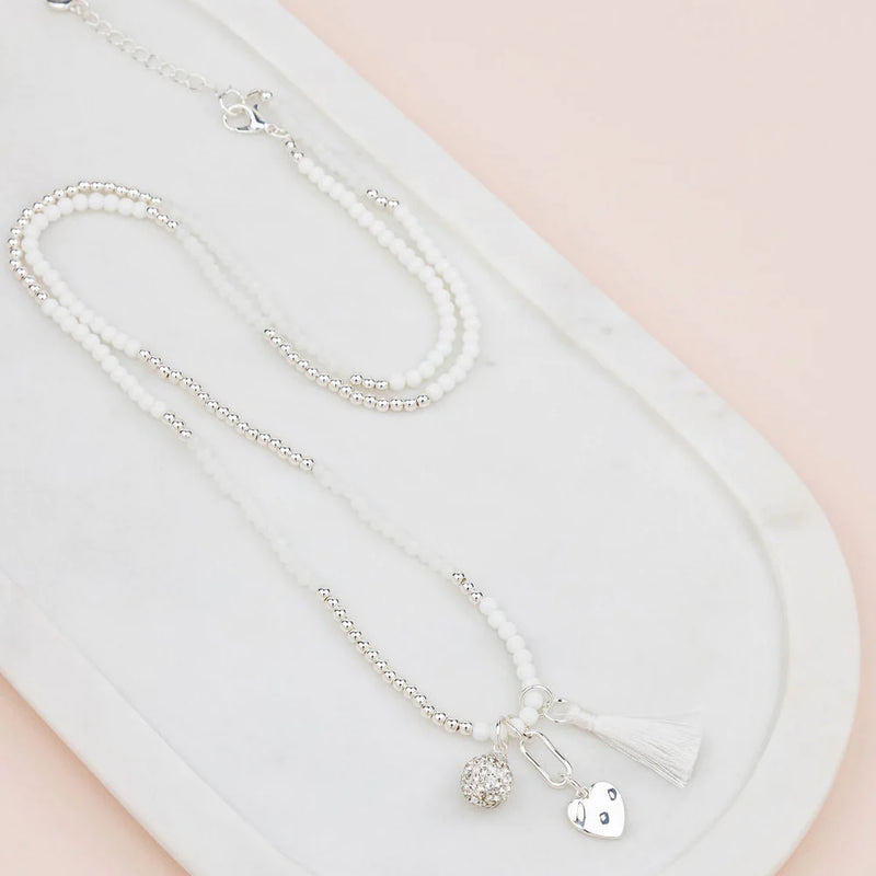 Silver Bead & Tassel Necklace
