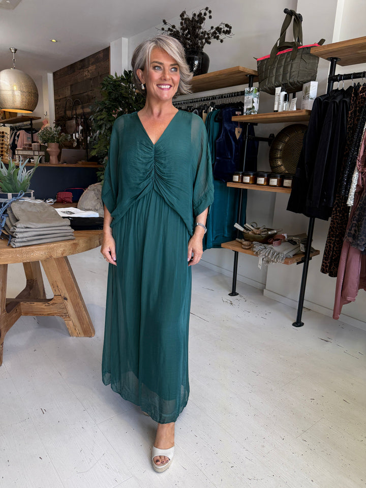 Cora Silk Ruched Dress