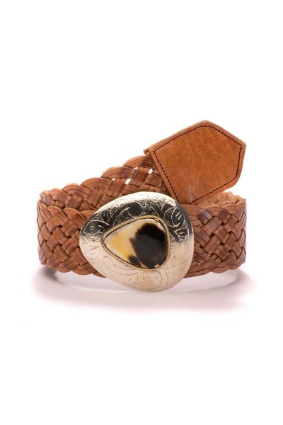 Marrakesh Wide Woven Teardrop Bone Belt