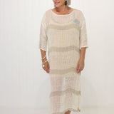 Positano Maxi Sleeved Netta Canapa Natural Stripe