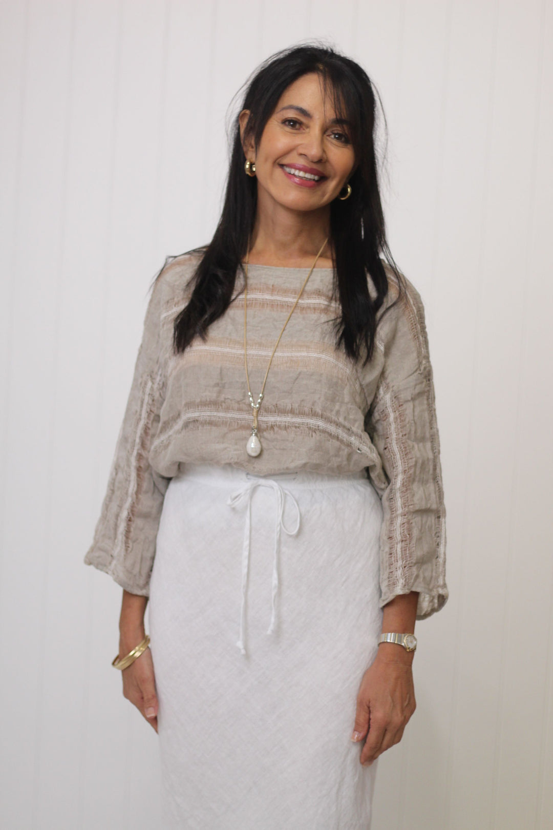 Box Top Sleeved Raw Stripe