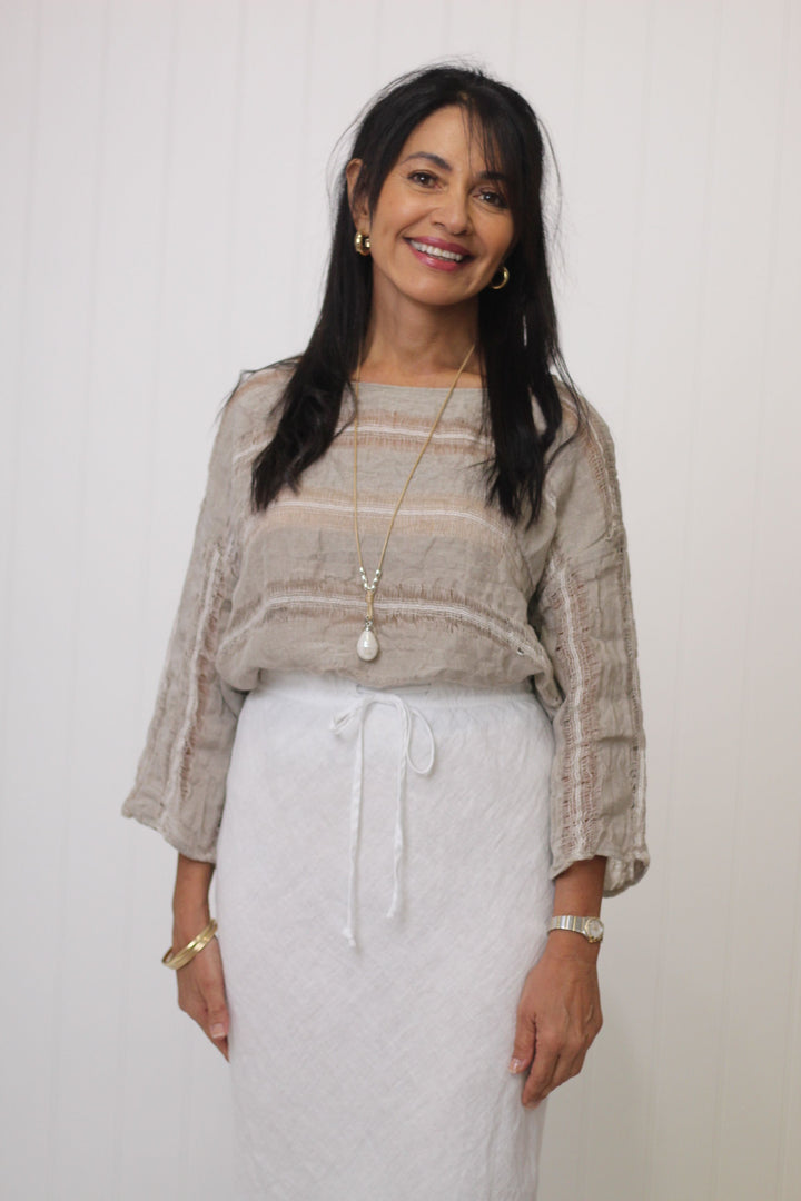 Box Top Sleeved Raw Stripe