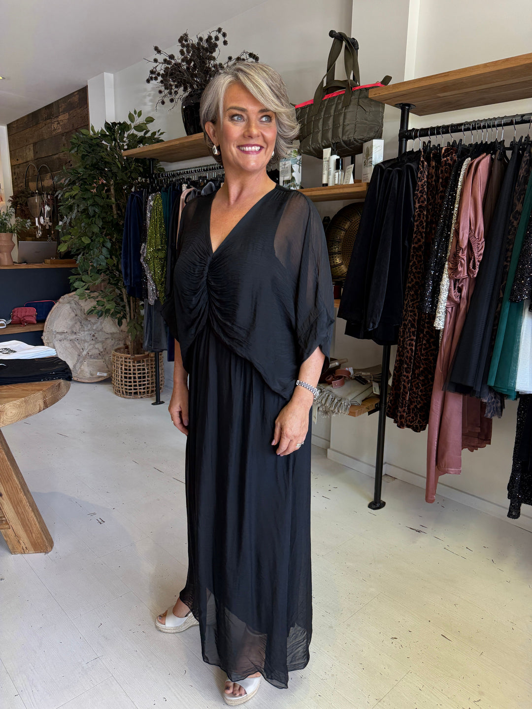 Cora Silk Ruched Dress