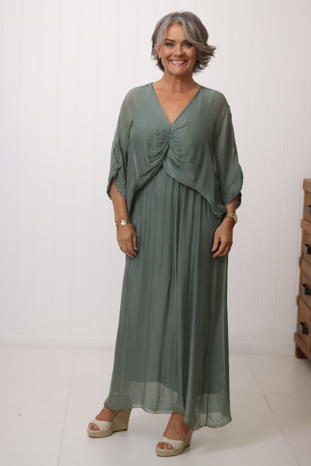 Cora Silk Ruched Dress