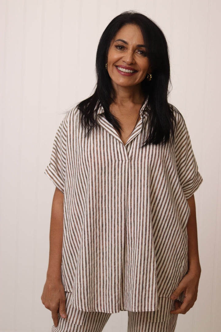 Penelope Stripe V Neck Top