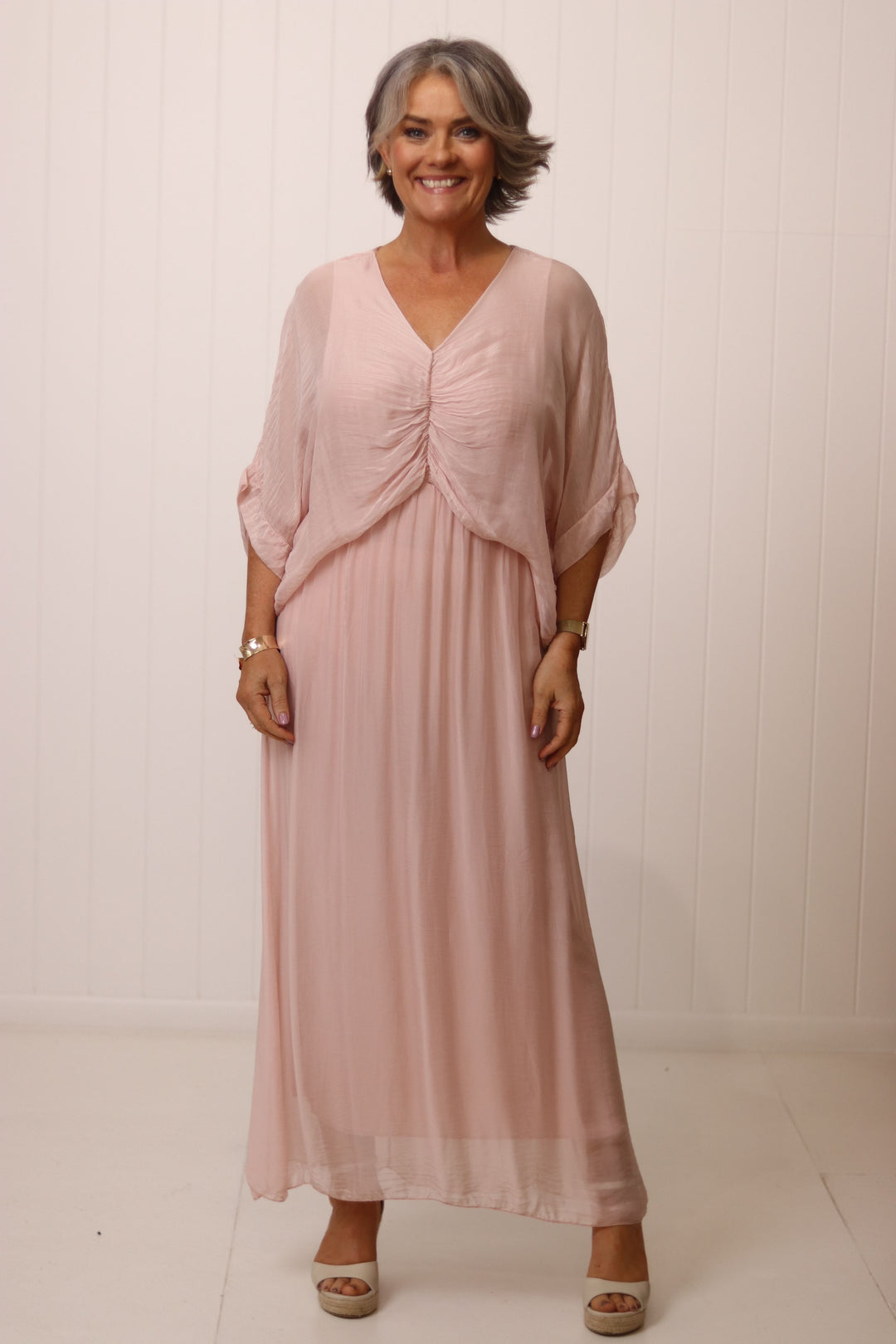 Cora Silk Ruched Dress