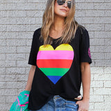 Rainbow Heart Tee - Black