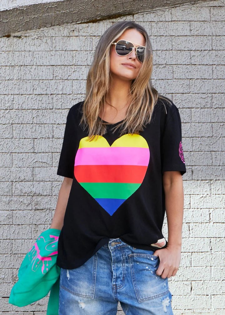Rainbow Heart Tee - Black
