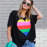 Rainbow Heart Tee - Black