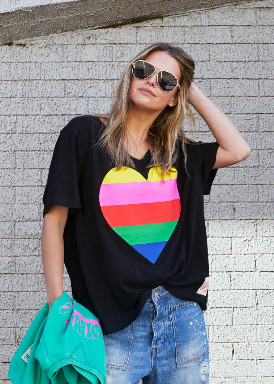 Rainbow Heart Tee - Black