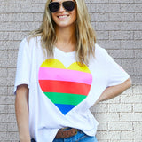 Rainbow Heart Tee - White