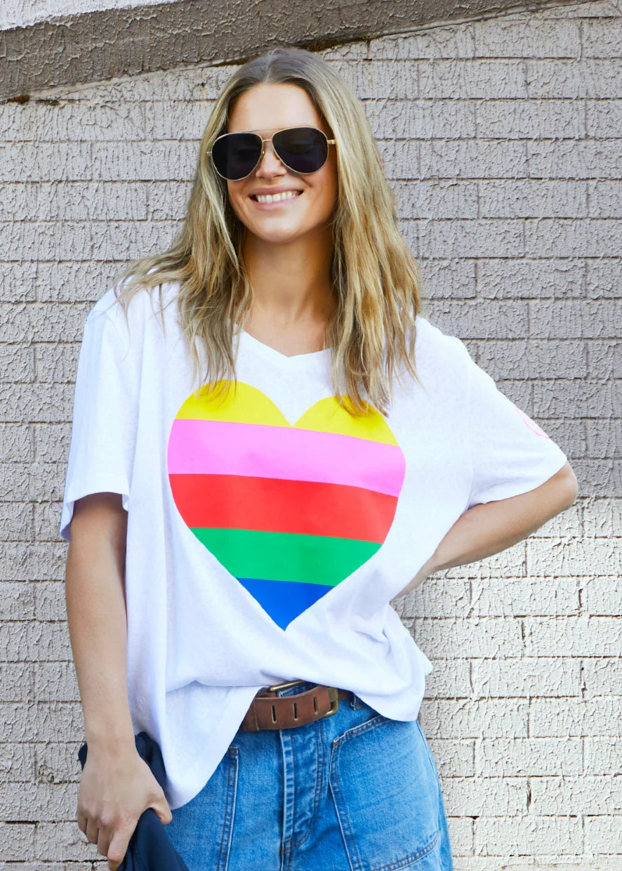 Rainbow Heart Tee - White