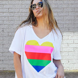 Rainbow Heart Tee - White