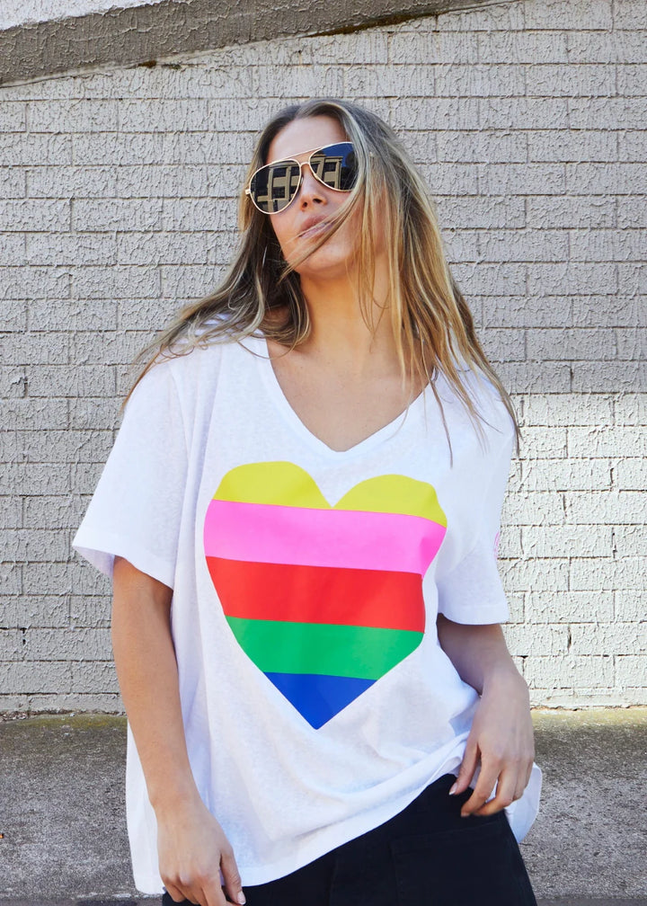 Rainbow Heart Tee - White