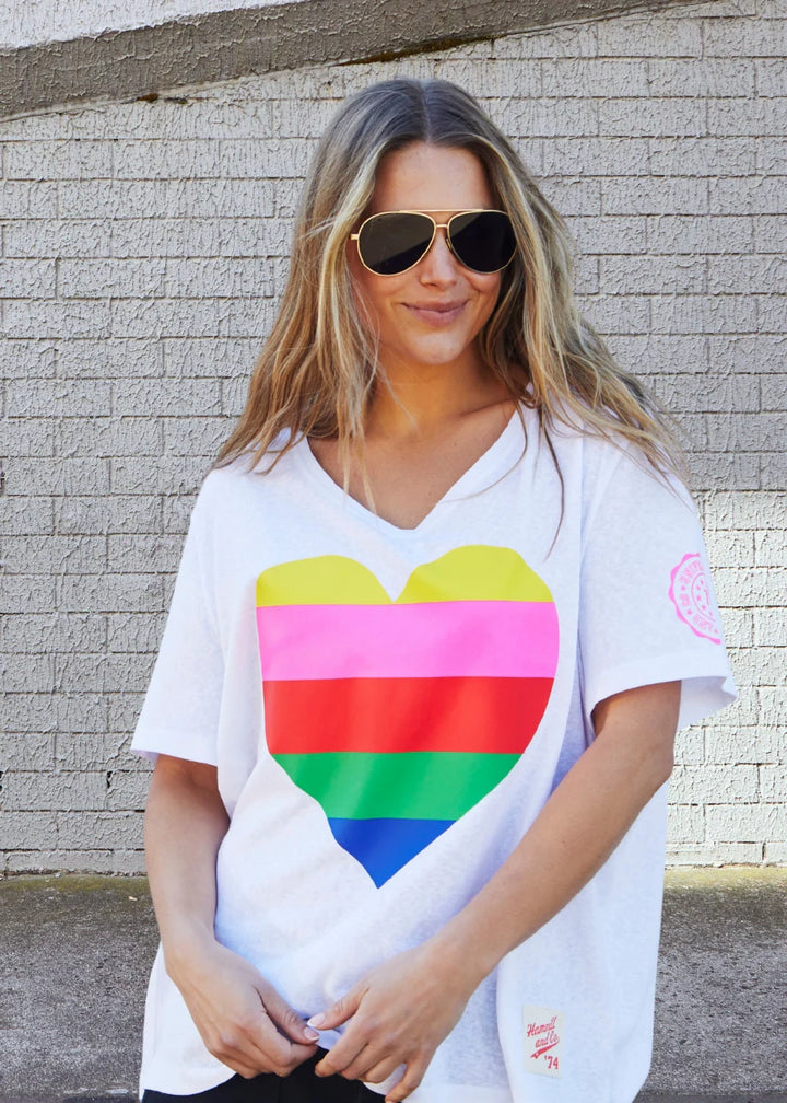 Rainbow Heart Tee - White