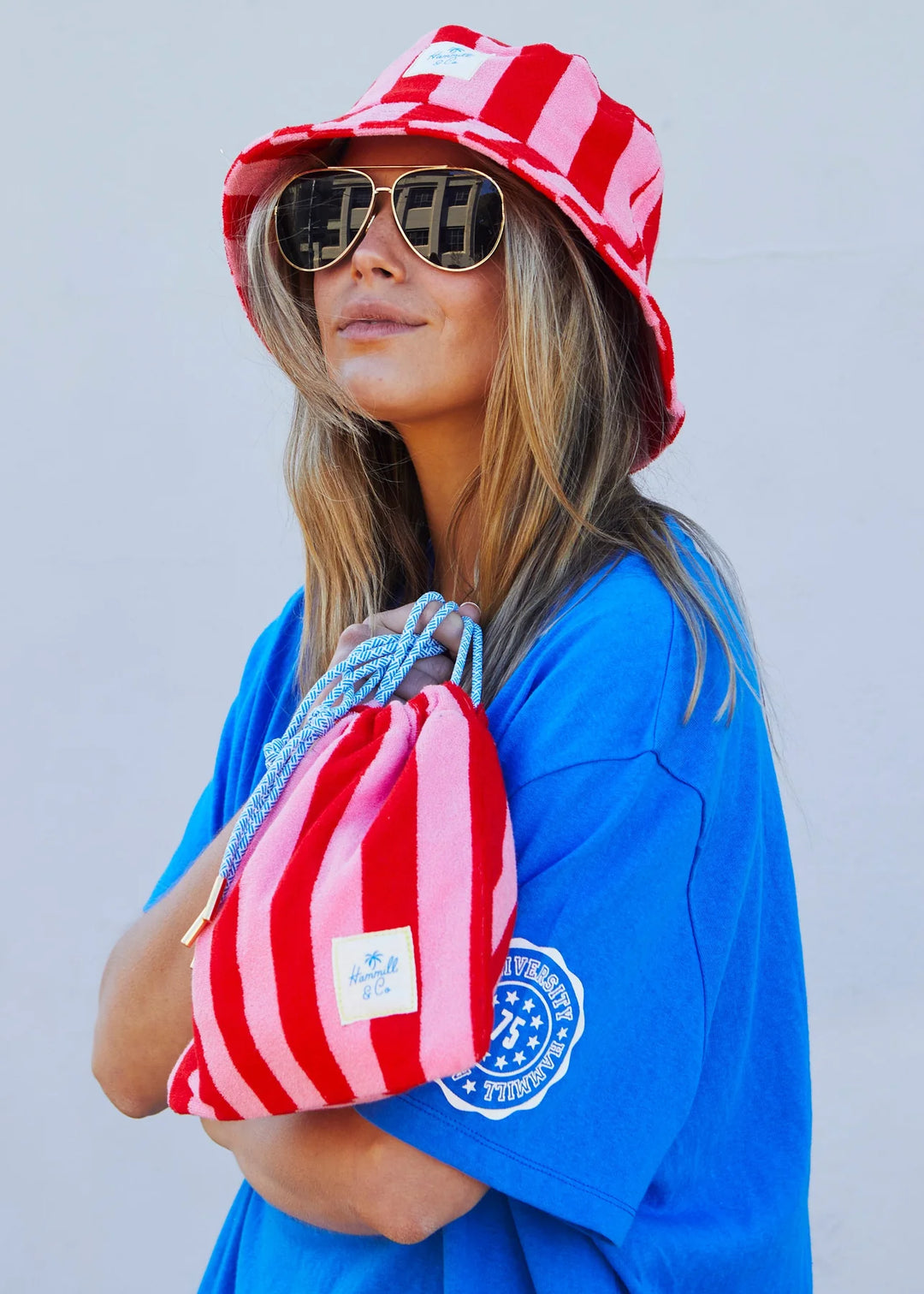 Stripe Draw Cord Bag