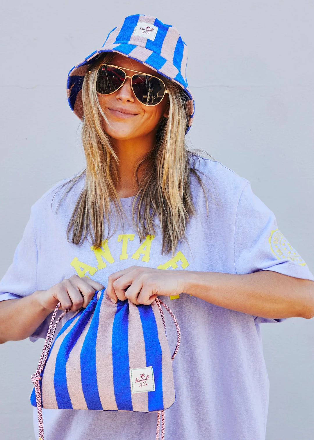 Stripe Draw Cord Bag