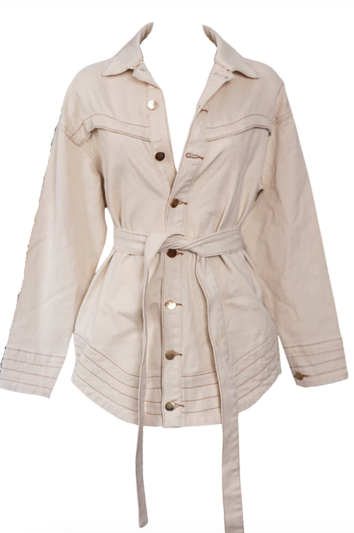 Tie Waist Denim Jacket