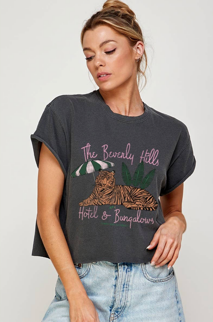 Beverly Hills Crop Graphic Vintage Tee