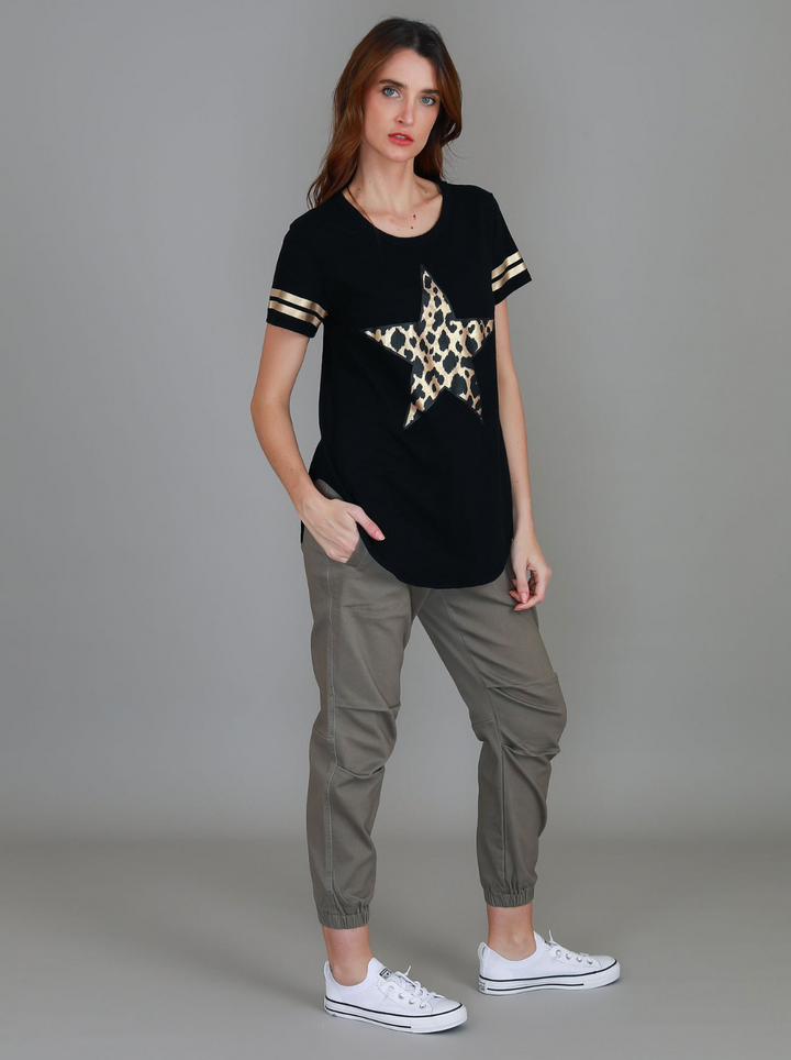 Ava Leopard Star SS Tee