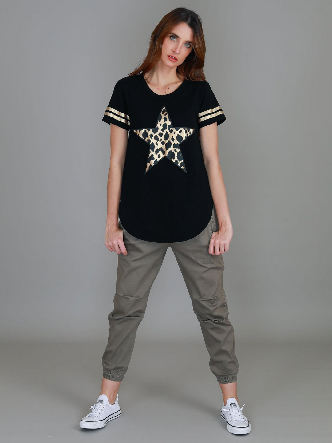 Ava Leopard Star SS Tee