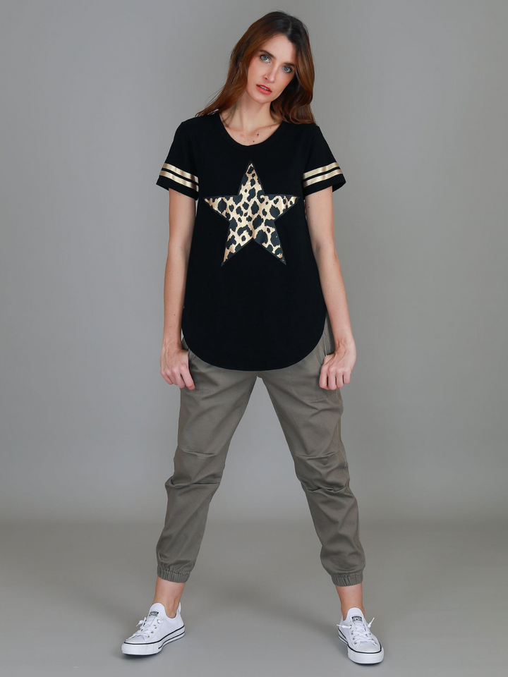 Ava Leopard Star SS Tee