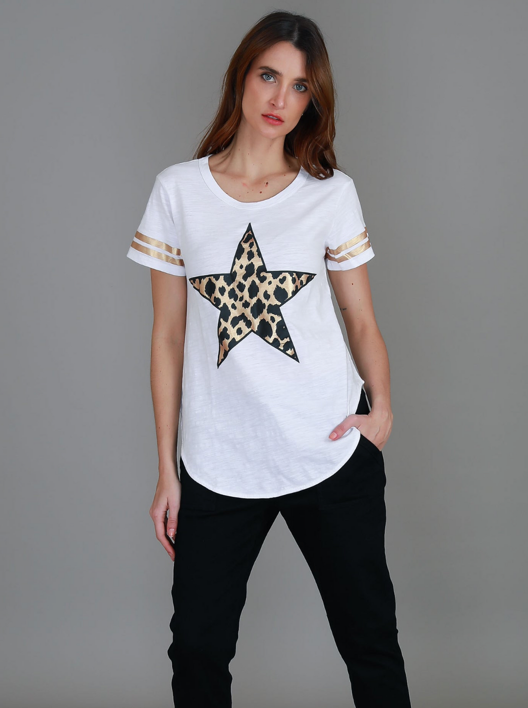 Ava Leopard Star SS Tee