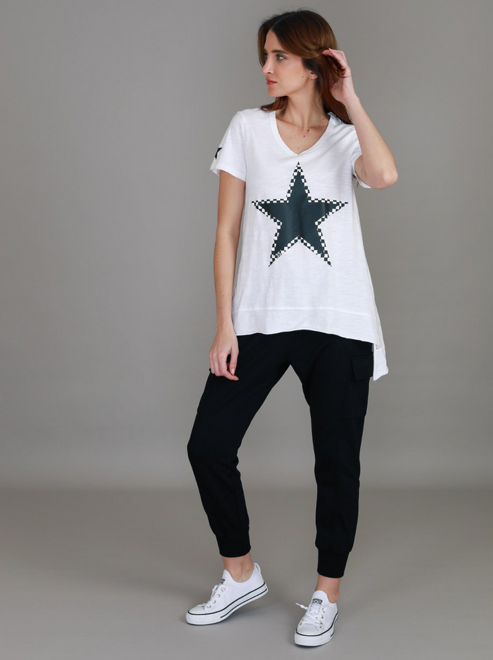 Sandy Check Black Star Tee