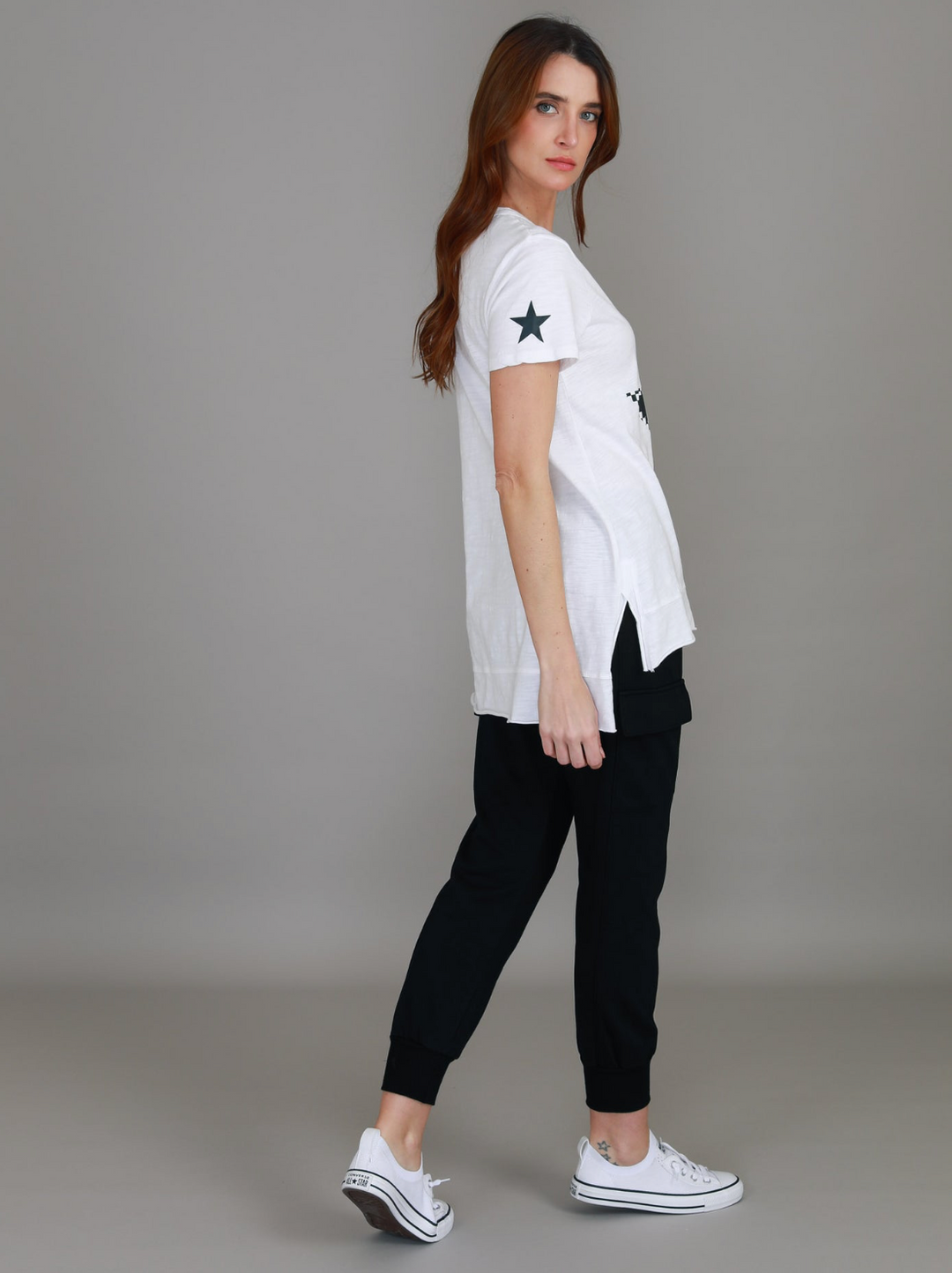 Sandy Check Black Star Tee