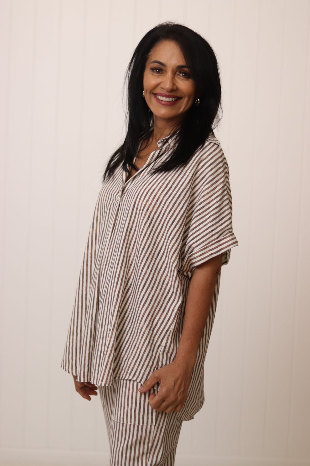 Penelope Stripe V Neck Top