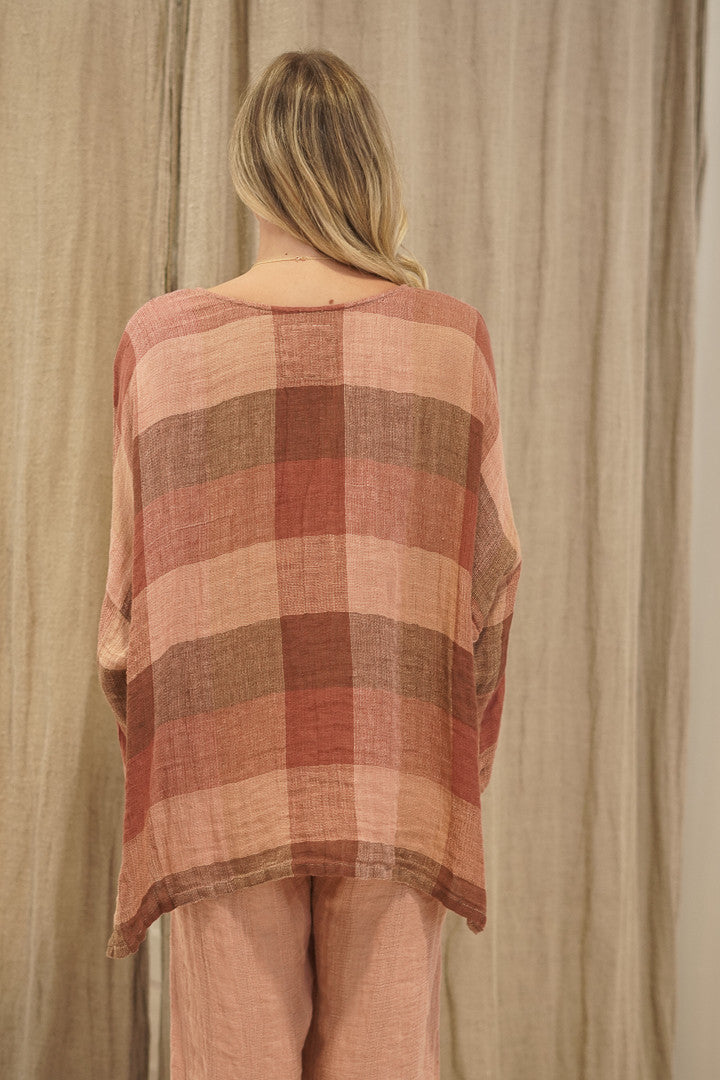 Valentina Top Brown Check