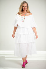 Valentina Ruffle Dress White