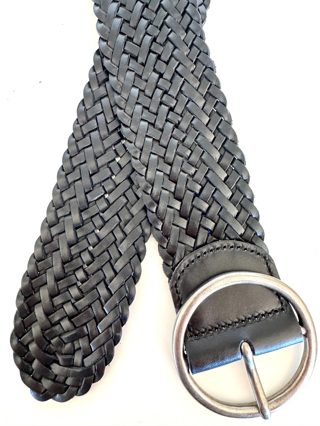Oregan Wide Woven Leather Belt
