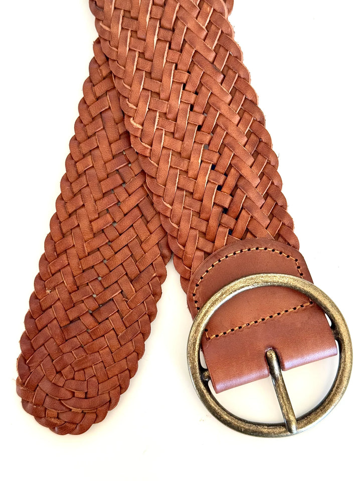 Oregan Wide Woven Leather Belt